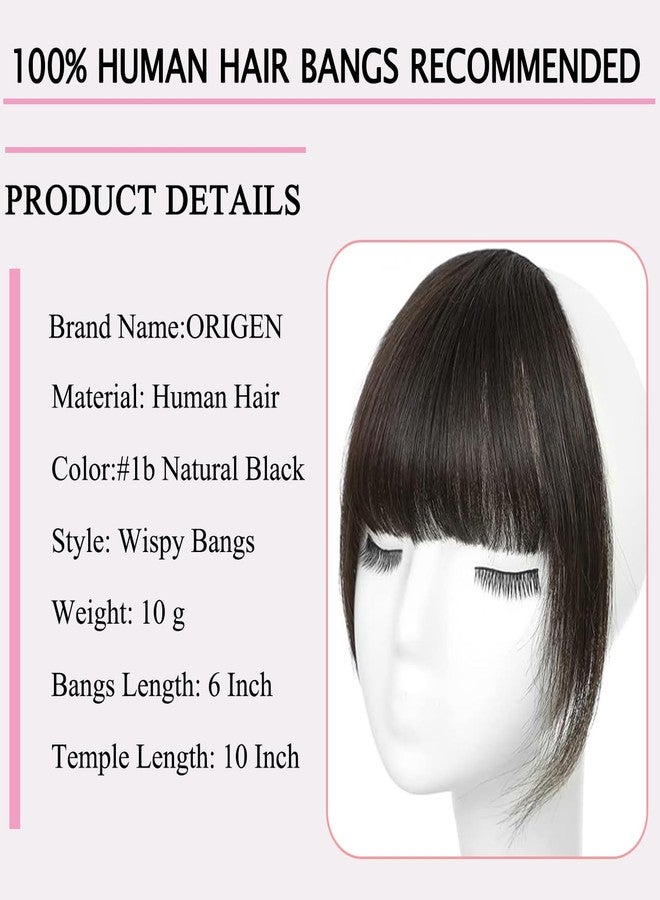 ORIGEN Clip in Bangs Real Human Hair Clip on Wispy Bangs Fringe with Temples Hairpieces Fake Front Bangs Extensions for Women Brown Black Color - Image 2
